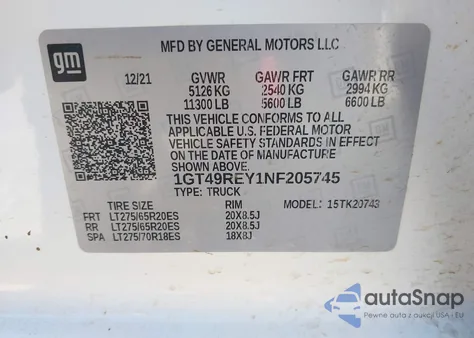 2022 GMC Sierra 2500Hd 4Wd Standard Bed Denali из США, поврежденный, VIN 1GT49REY1NF205745